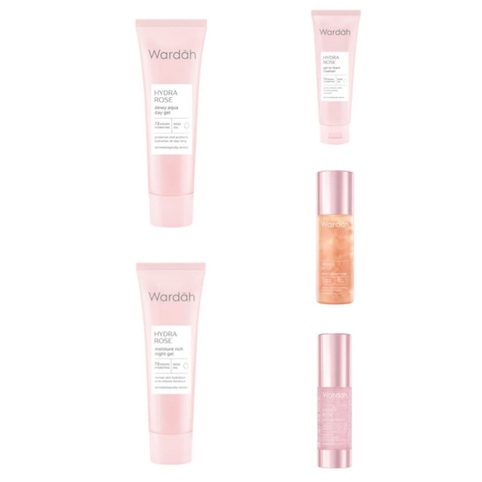 Wardah Paket 3 Hydra Rose Gel  Series 4 Item ( FOAM - D/N 17 - SERUM )