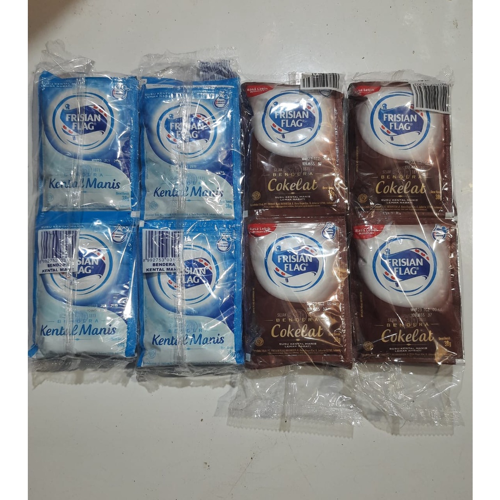 

Frisian Flag sachet susu kental manis full cream 1pack isi 6pcs - coklat / skm / susu bendera saset sachet