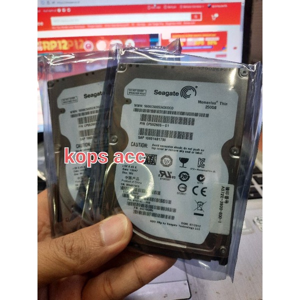 Hardisk laptop 250gb 2.5 inch sata seagate slim garansi 1 tahun