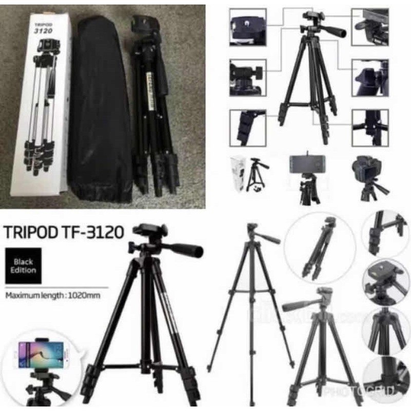 TRIPOD HITAM 3120 BLACK EDITION - Tripod Camera 1 Meter Free Holder U