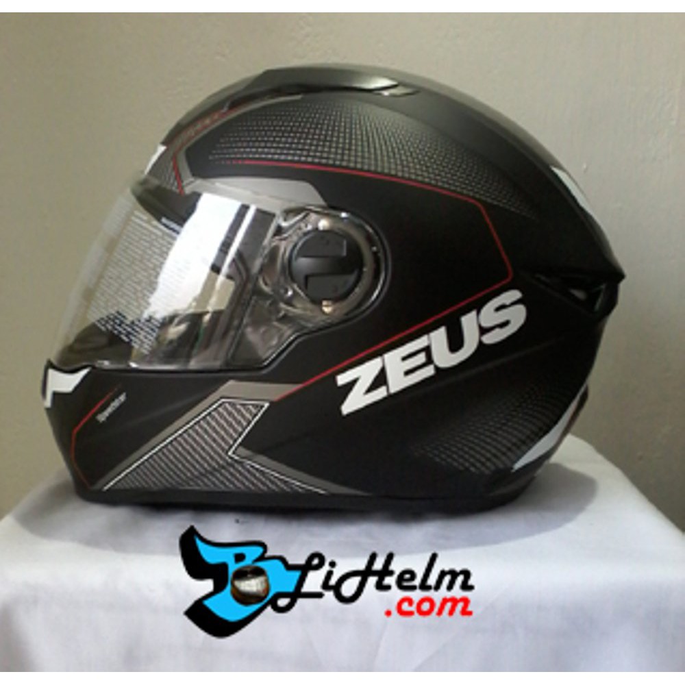 helm ZEUS ZS 811 BLACK DOFF AL6 WHITE RED Terbaik