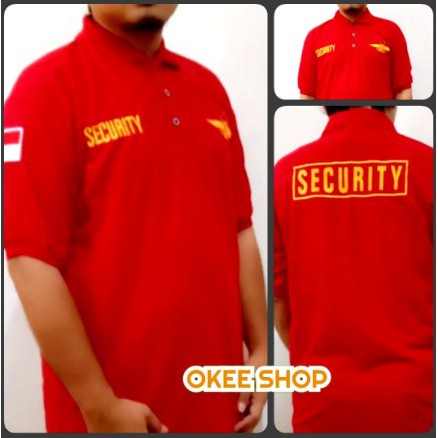 Kaos Kerah  Shirt SECURITY LOGO WINGS MERAH - Baju Security