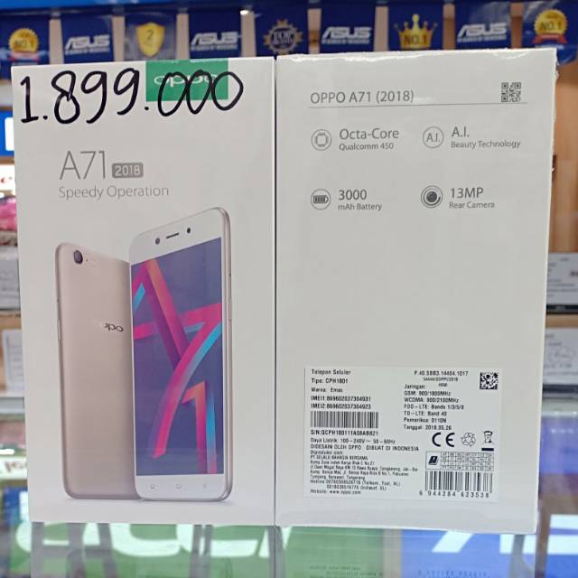 Oppo A71RAM 2GB INTERNAL 16GB GARANSI RESMI 1 TAHUN ( Bisa cicilan tanpa kartu kredit )