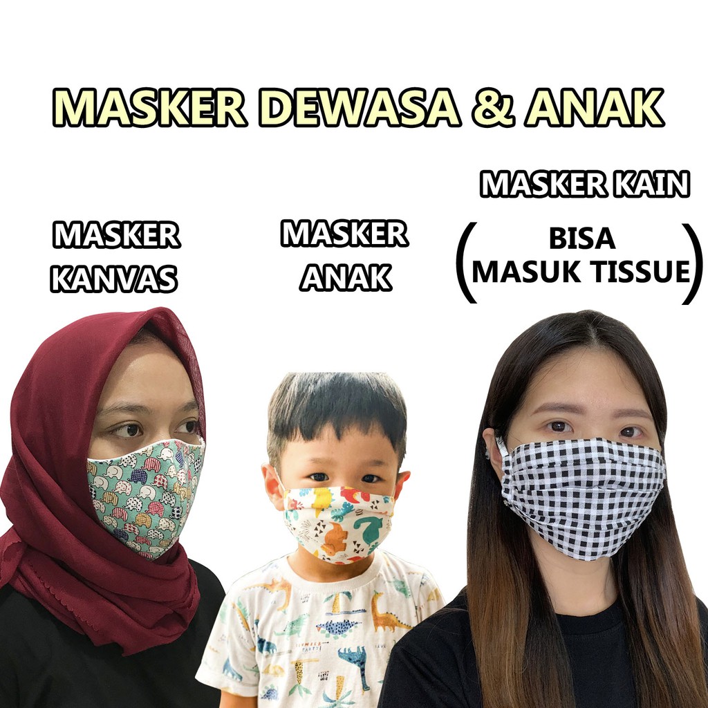 Masker Kain Kanvas Pelindung Muka Pelindung Wajah Dewasa dan Anak