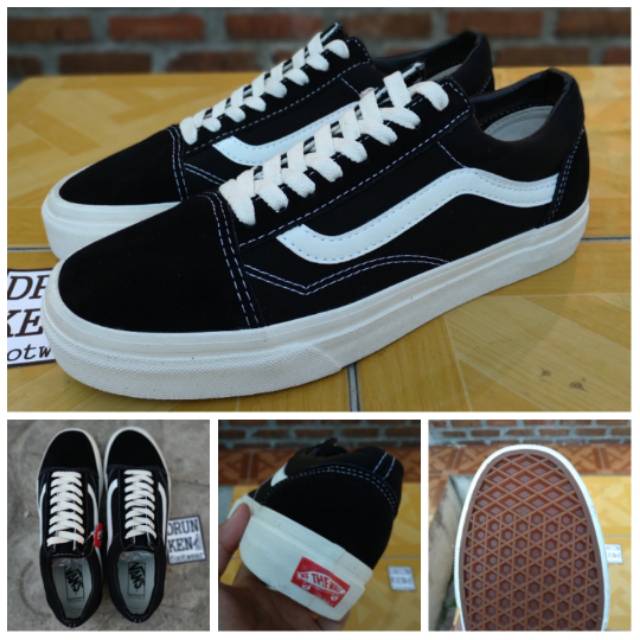 SEPATU VANS OLD SKOOL OG BLACK WHITE - ORIGINAL - MIRROR - HITAM PUTIH WAFFLE EHC catur size besar
