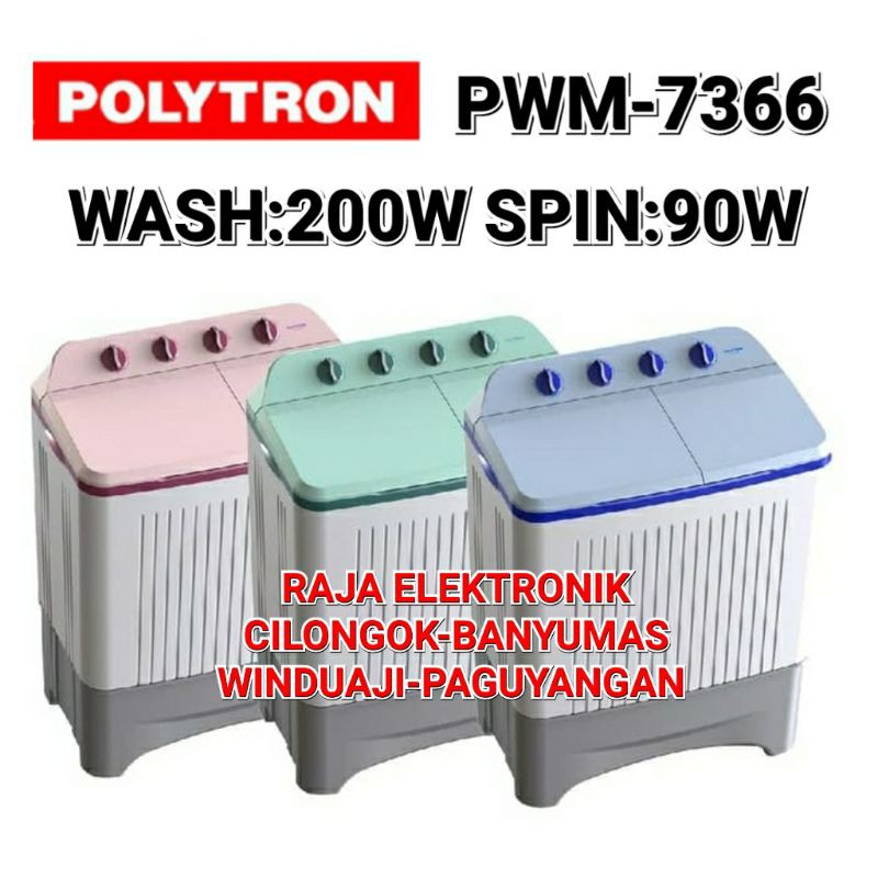 Mesin Cuci POLYTRON PWM 7366 polytron 2 Tabung