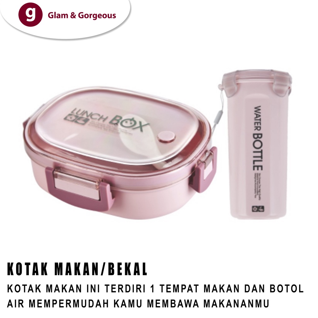 Kotak Makan Set Lunch Box Berikut Botol BPA dan Sendok - KMP016