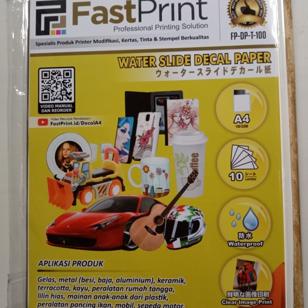 

Fastprint Kertas Water Slide Decal Paper Ukuran A4 100 Gram (10 lembar)