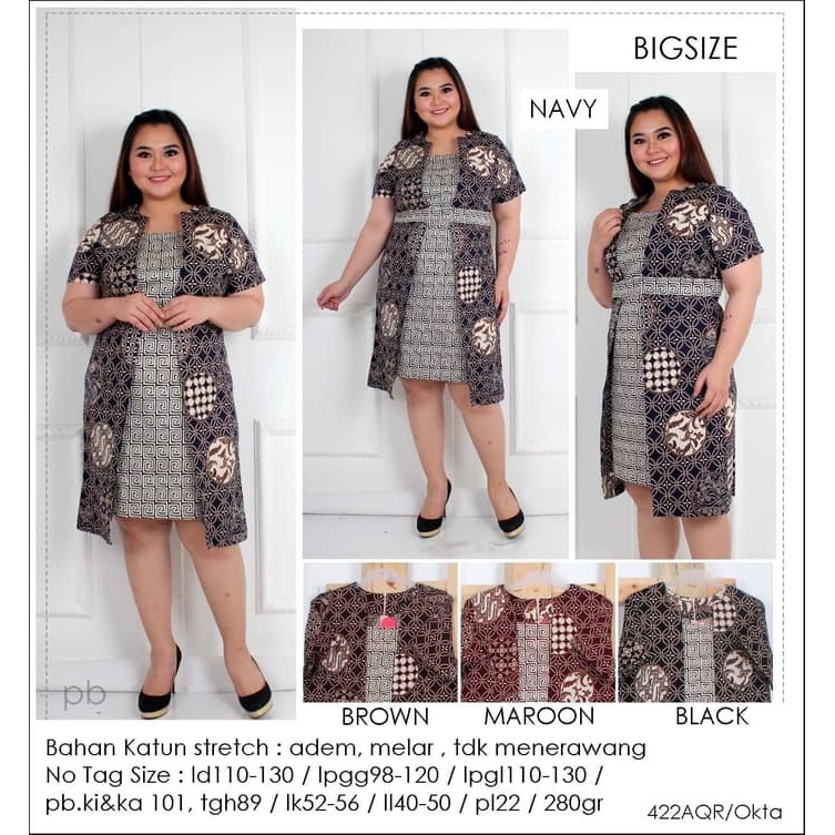 Unik Okta Bigsize Dress Batik Jumbo Dress Batik Big size Terusan Batik 168 Limited