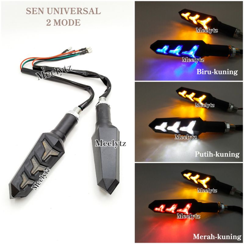 Lampu LED sen running sein 2 warna senja Biru sein kuning model panah universal