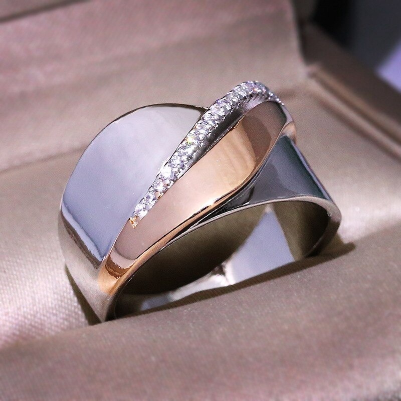 Zircon Finger Ring Fashion Love Party Wedding Rings for Men Vintage Filled Double Ring