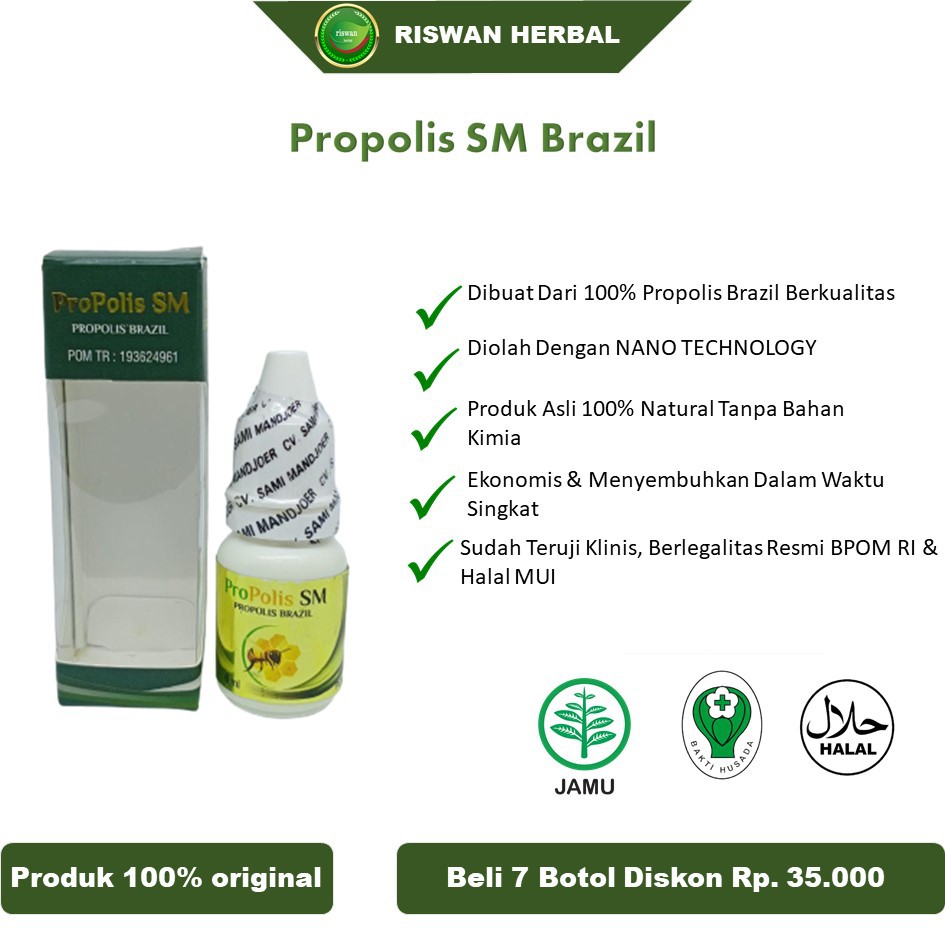 Obat Gusi Bengkak Sakit Berdarah Bernanah Sakit/Nyeri Gigi Berlubang Herbal Propolis SM Asli