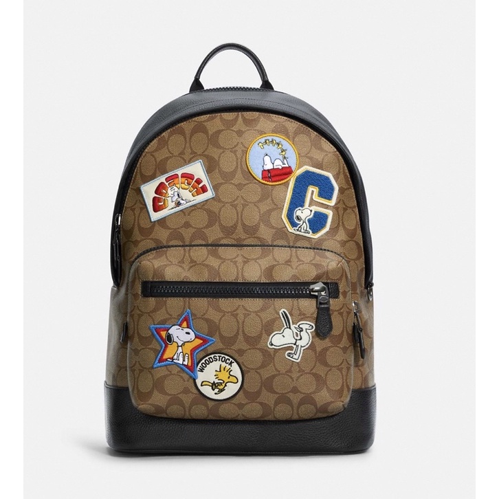 Coach X Peanuts West Backpack In Signature Canvas With Varsity Patches (C4030)