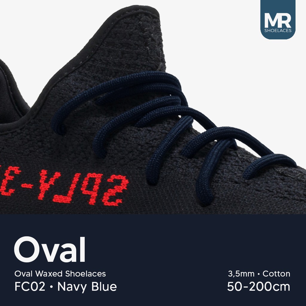 MR Shoelaces FC02 Navy Blue Tali Sepatu Lilin Oval 3.5mm (Waxed Laces) 50cm 80cm 100cm 120cm 150cm 200cm - Premium Shoelace - Biru