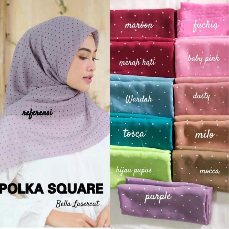 PROMO HARI INI S4 POLKADOT BELLA••Segi empat Polkadot bella SquareSquar•jilbab segi empat