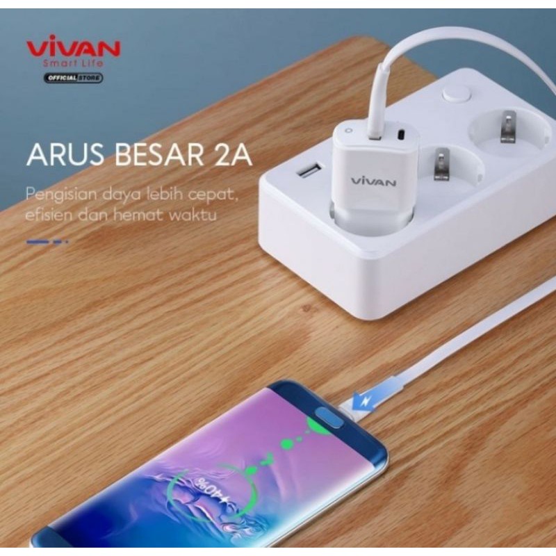 A_   KABEL DATA MICRO VIVAN SM100S 2.A USB CHARGER ANDROID