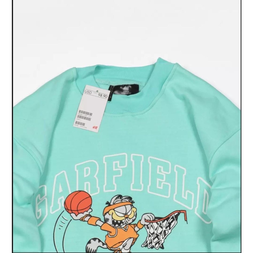 Sweater Hoodie Crewneck Nasa H*M Garfield Original Distro Putih Premium Untuk Pria Dan Wanita