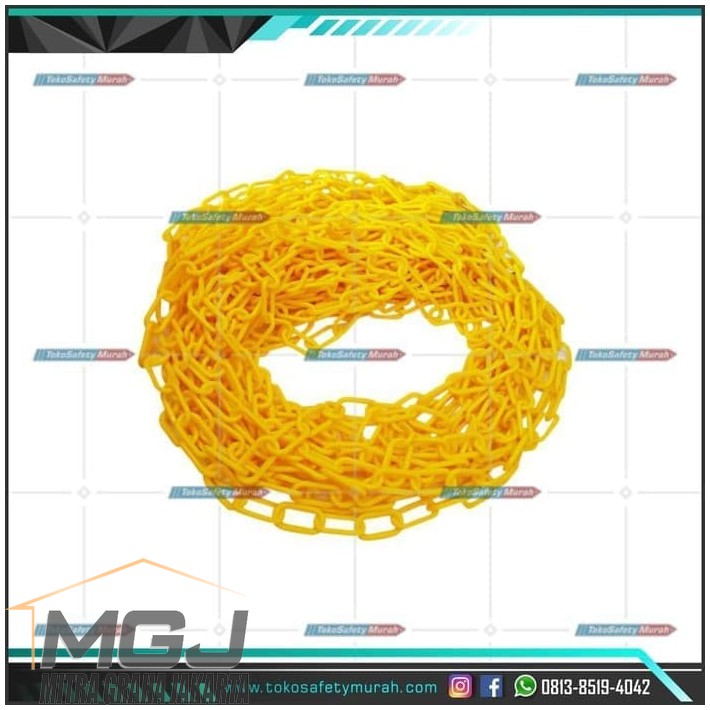 Rantai Plastik Pvc Berkualitas 6 Mm X 50 Meter Penghubung Traffic Cone Mgj