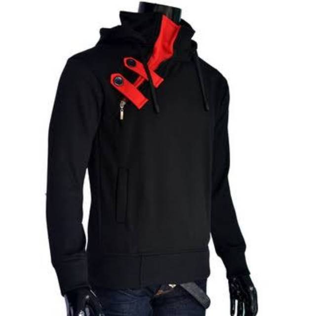 JAKET PRIA KIYOKU LENGAN HITAM - Fleece Casual Cowok Hitam Keren Kekinian Jepang Hoodie Keren