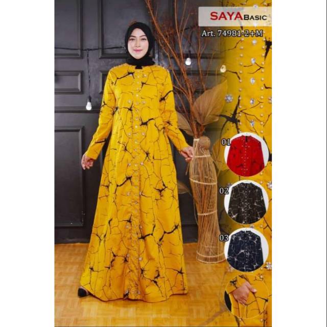 GAMIS PREMIUM MOTIF ABSTRAK ORI SAYA BASIC/MAXI DRESS MAYUNG/PAKAIAN MUSLIM SYARI KATUN/BAJU IMPORT