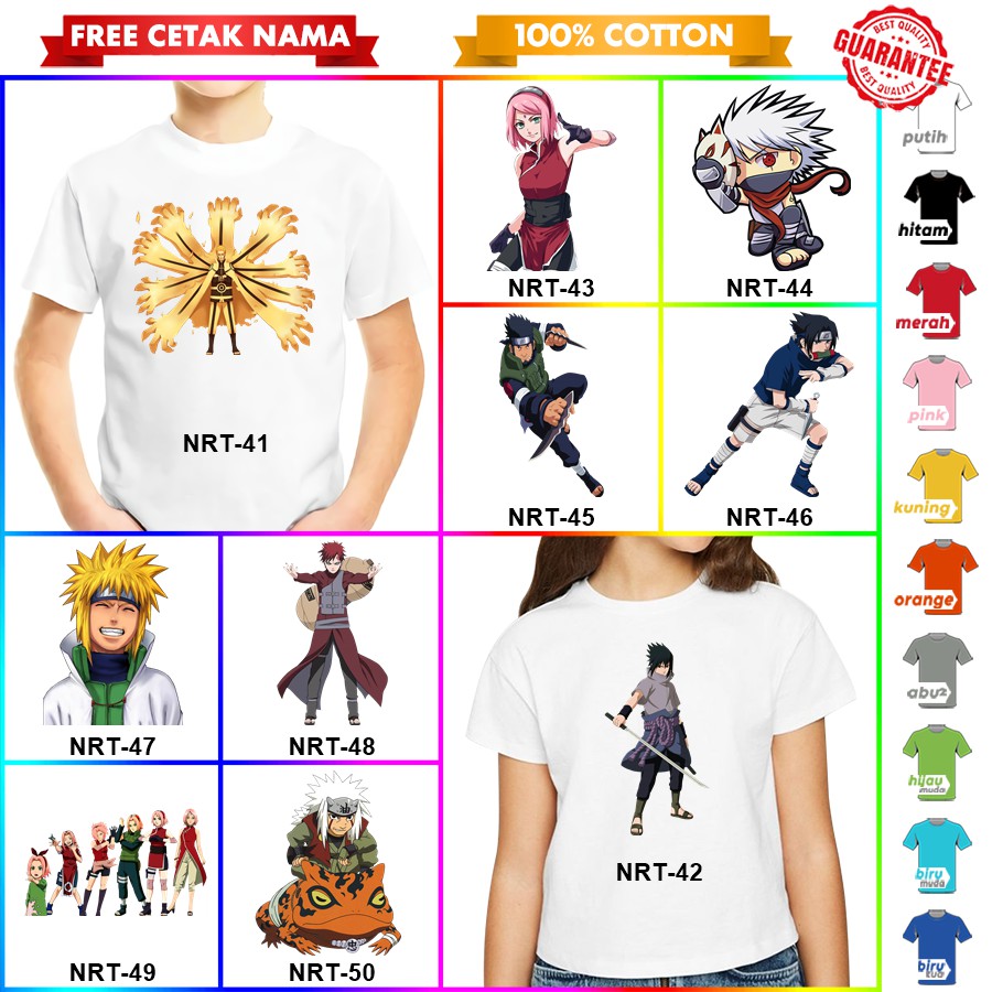 [FREE NAMA!!] Baju Kaos COUPLE  ANAK DAN NARUTO BANYAK MOTIF