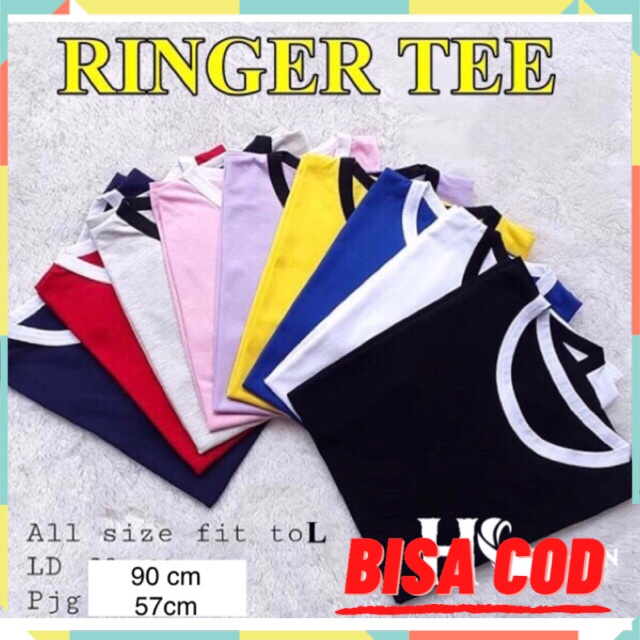 KAOS RINGER TEE L POLOS / RINGER TEE / RINGGER TEE / KAOS ONECK POLOS COD MURAH