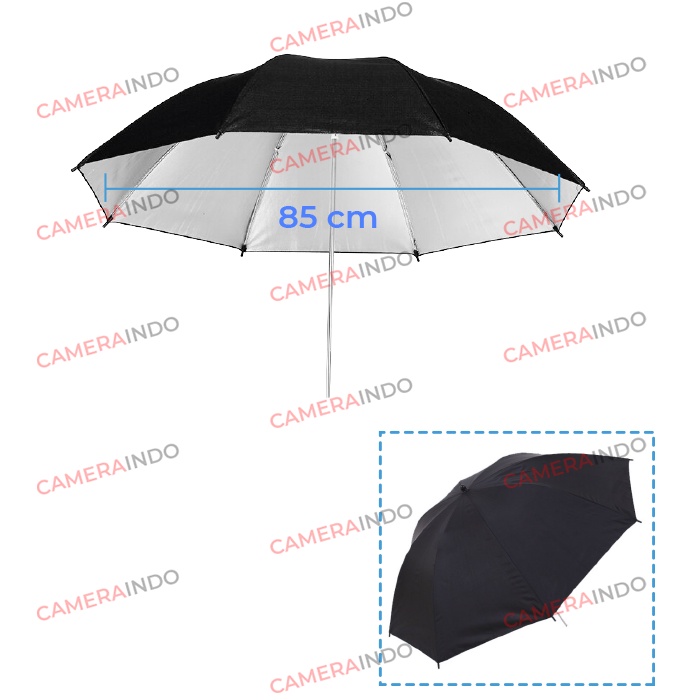 Payung studio Hitam Silver 33 inch umbrella reflector