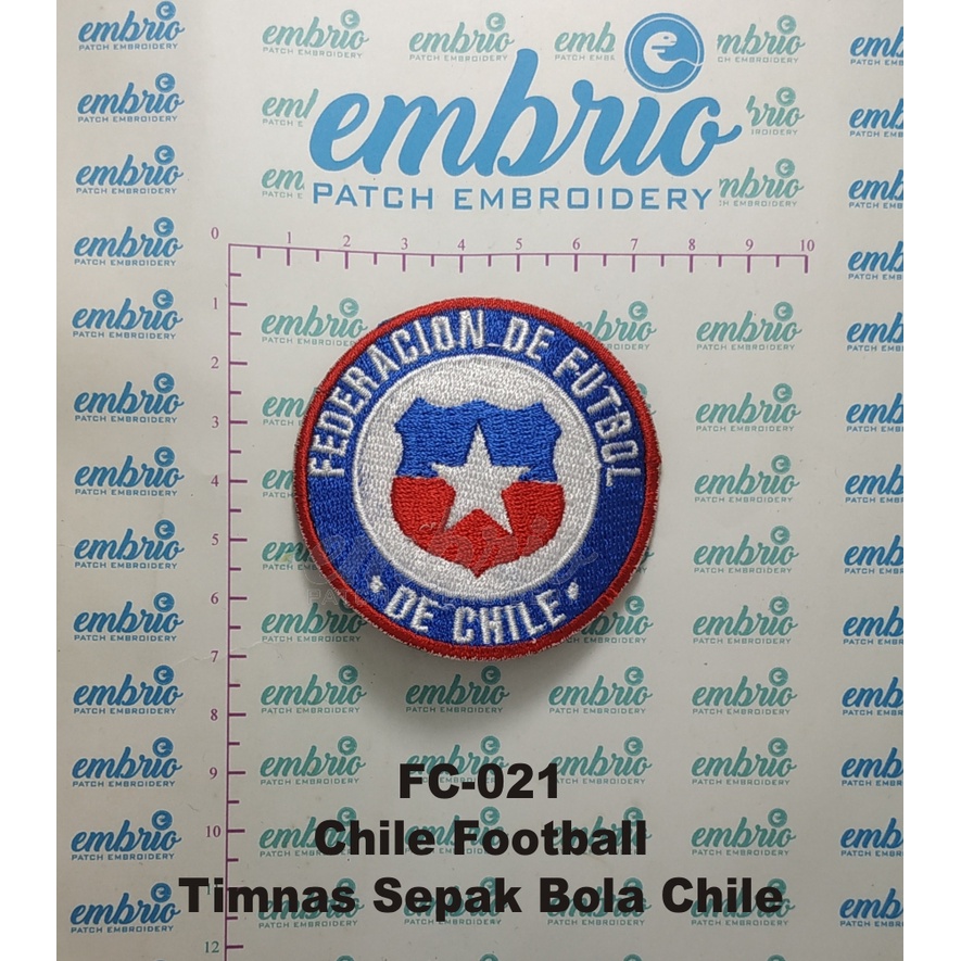 Bordir Jogja FC-021 Patches Chile Football Bordir Logo Jersey Timnas Sepak Bola Chile Chili 6,5 Embr