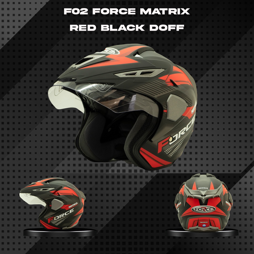 Helm Motor F02 Force Matrix Red Black Doff