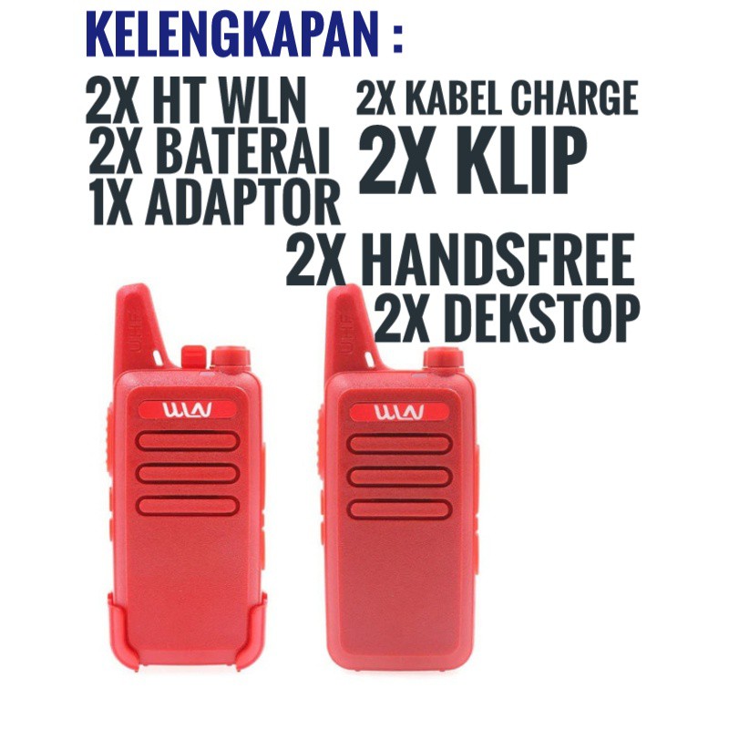 SIAP KIRIM Sepasang HT WLN KD-C1 HT UHF Merah Free Handsfree Lengkap HT WLAN Murah