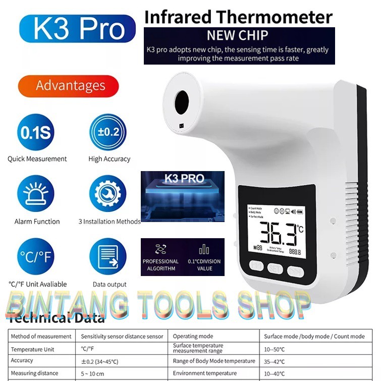 K3 PRO Infrared Thermometer LCD Digital K3-Pro High Precision Smart Termometer K3Pro for Home Office