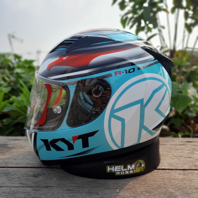 Helm KYT R10 AQUAMARINE AQUA Visor Flat Clear Bening Original Ready Top Pinlock Push Pin KYT