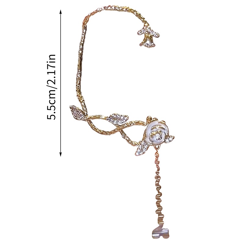 Anting Rantai Rumbai Panjang Aksen Kristal Untuk Wanita