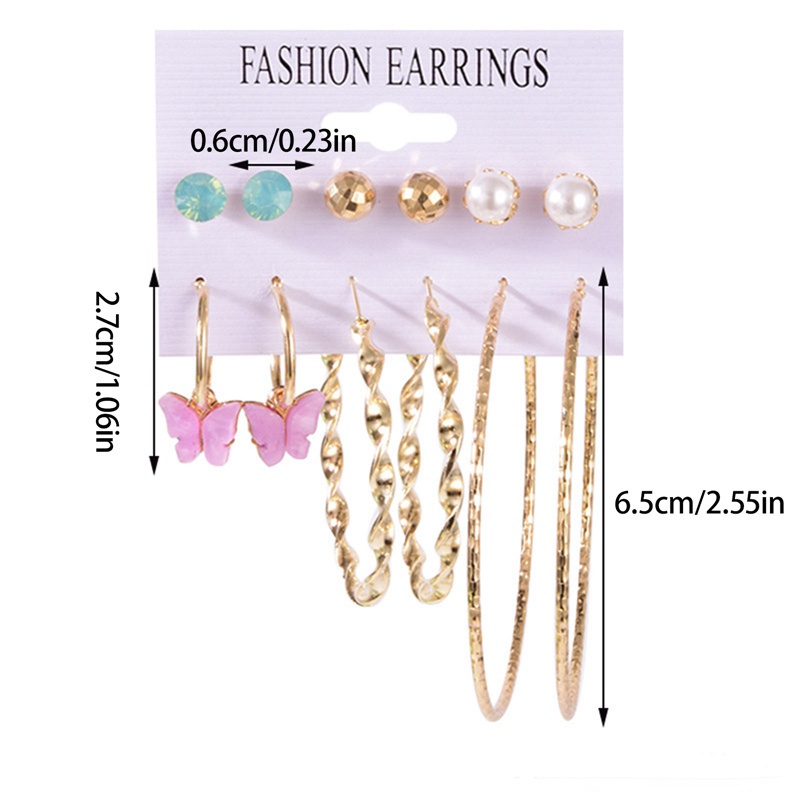 Fancyqube Fancycube 1 Set Anting Tusuk Desain Geometri Hias Mutiara Zircon Bahan Metal Untuk Wanita