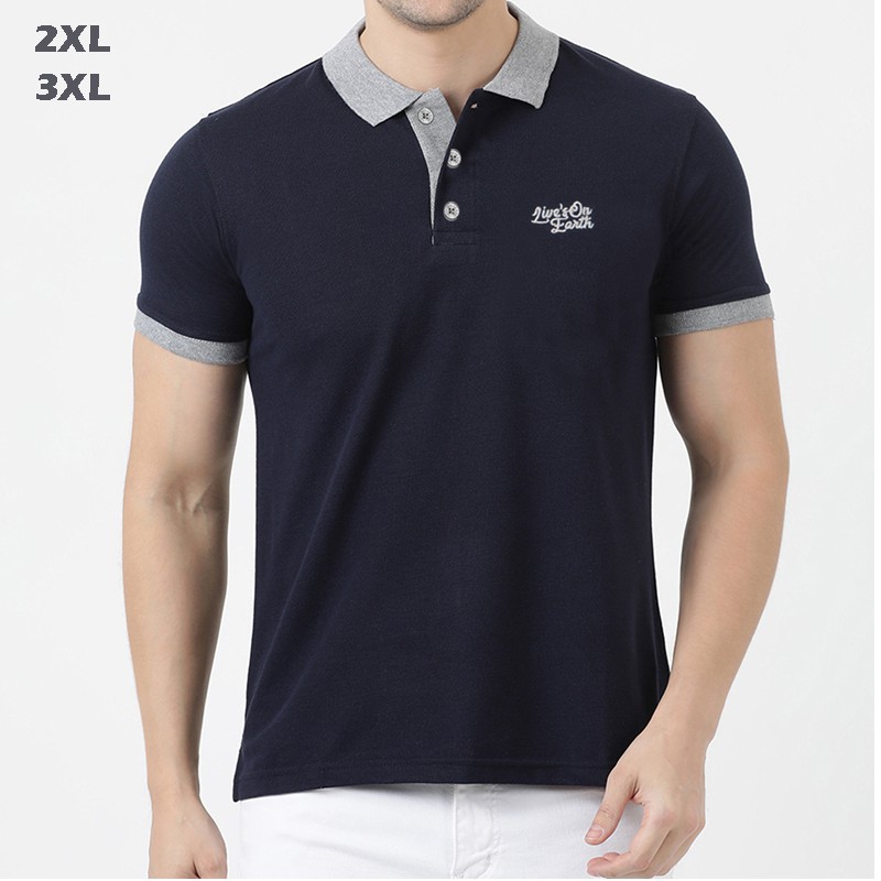  Kaos  kerah kaos  Polo  Shirt Jumbo  True Navy Shopee 