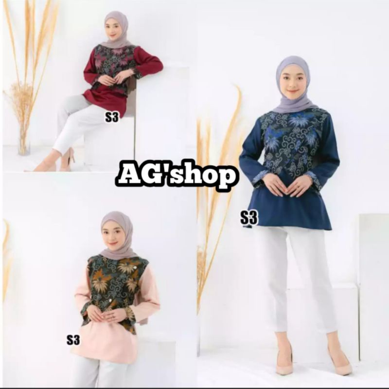 PROMO NEW PRODUK Blus Batik Wanita Terbaru/Atasan Batik Wanita Kekinian/Zalea Blouse