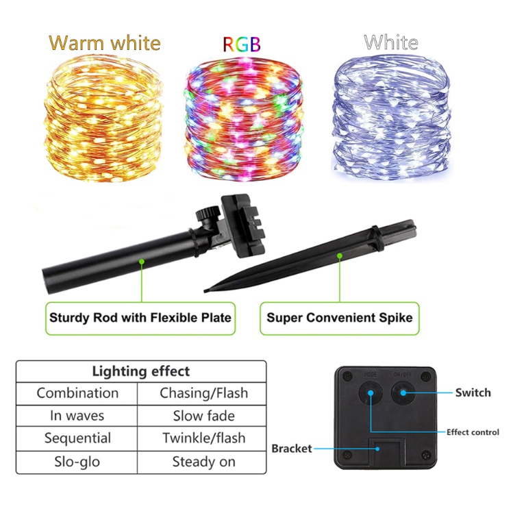 IP65 Waterproof Lampu Solar String Light Powered Copper Wire String Light untuk Outdoor Indoor Taman Rumah Pesta Pernikahan