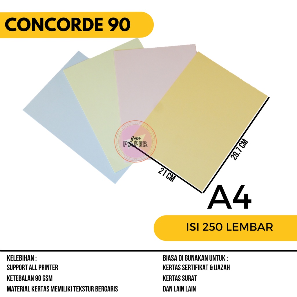 Concorde A4 90 gr isi 250 lembar / Kertas Concorde A4 90gr / Kertas Concorde A4 90 gr