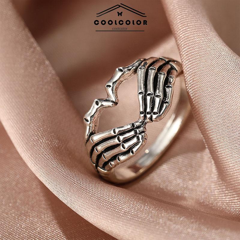 COD❤️Cincin Perhiasan Perhiasan Neraka Hantu Jari Korea Pria Wanita Retro Fashion Gaya Impor Murah