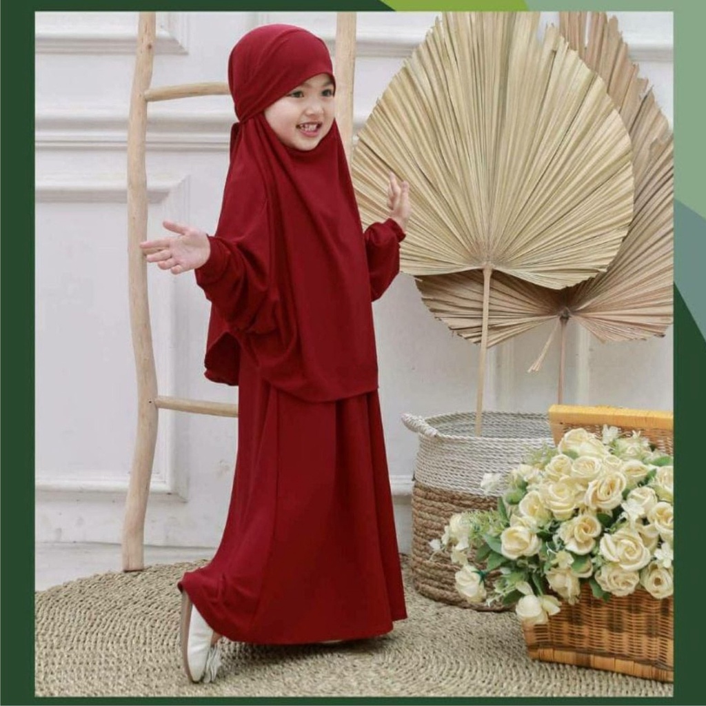 Aisyah Kids Gamis Anak Perempuan Set Hijab French Khimar Usia 5-7 Tahun Bisa Bayar Ditempat COD