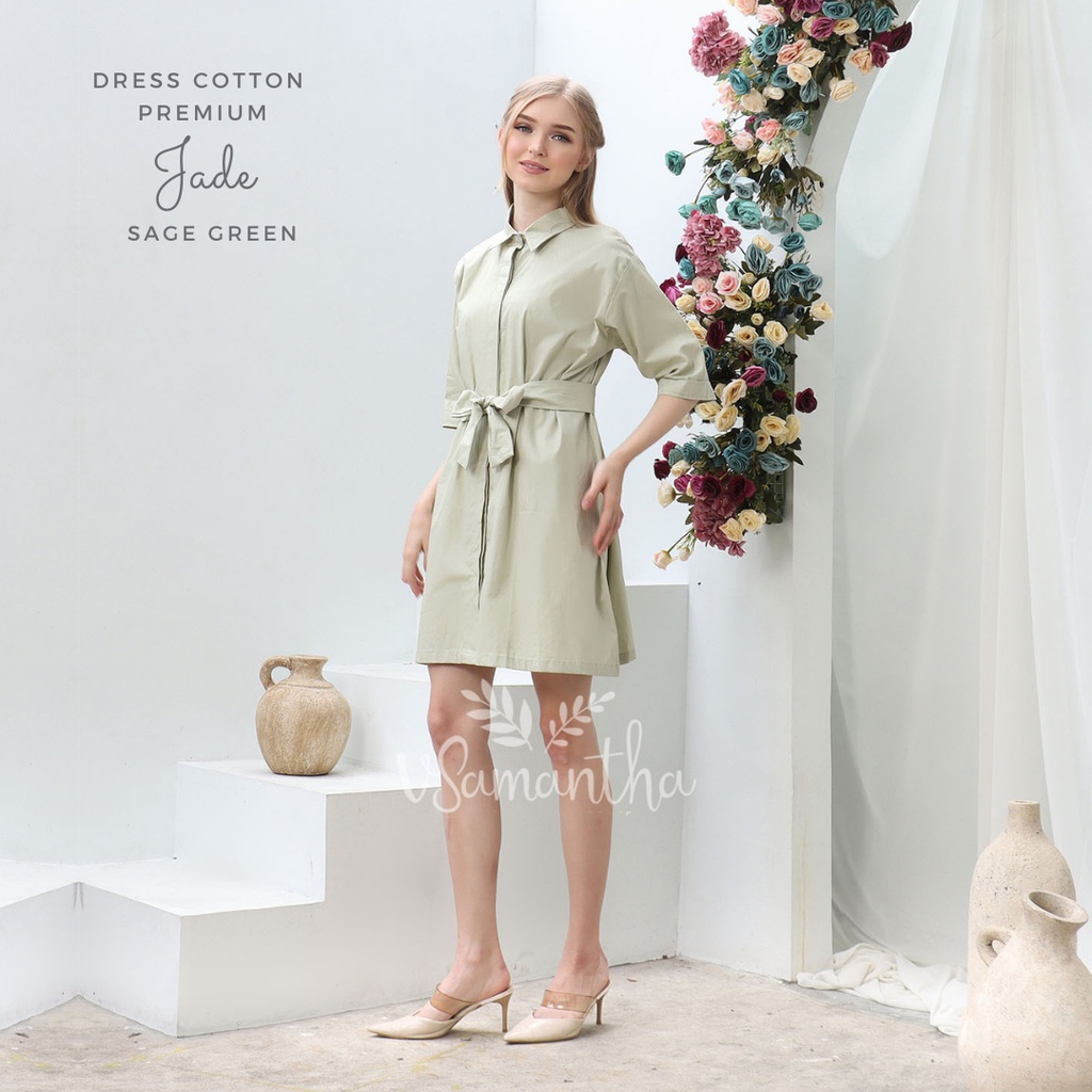 Cotton Shirt Dress Premium Jade