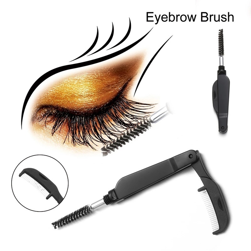 1pc Sisir Bulu Mata Multifungsi Bahan Stainless Steel Warna Hitam Untuk Makeup