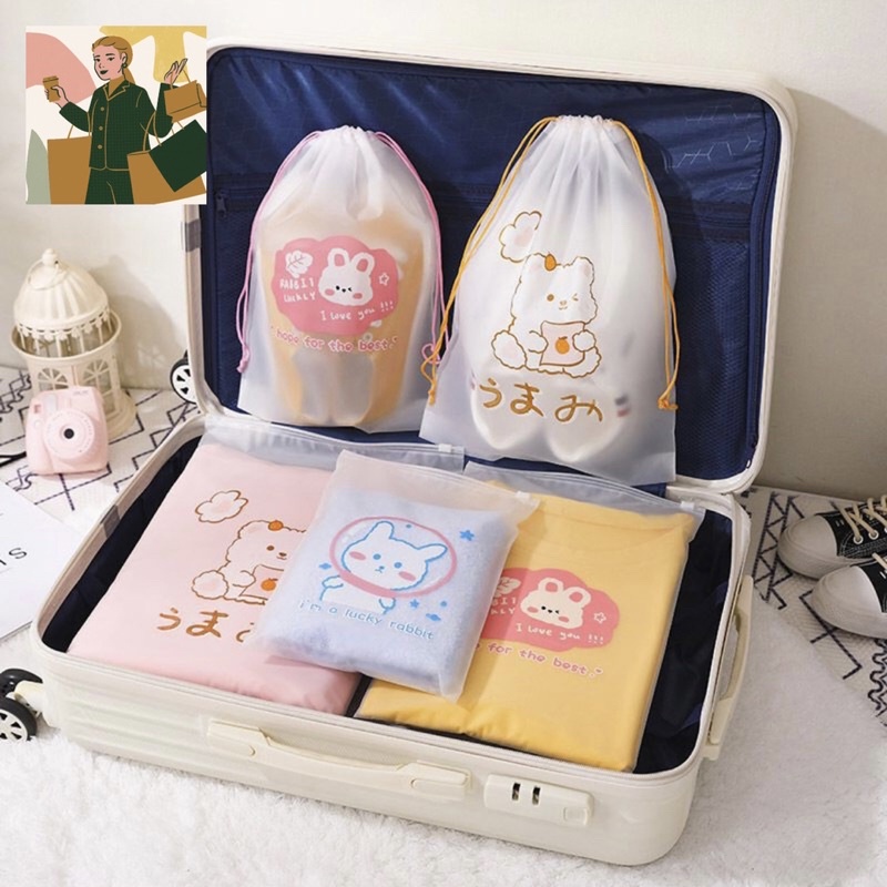 ZIPPER STORAGE BAG MOTIF BEAR | TRAVEL POUCH ORGANIZER SERBAGUNA POUCH SERUT POUCH ANTI AIR MURAH MERIAH COD