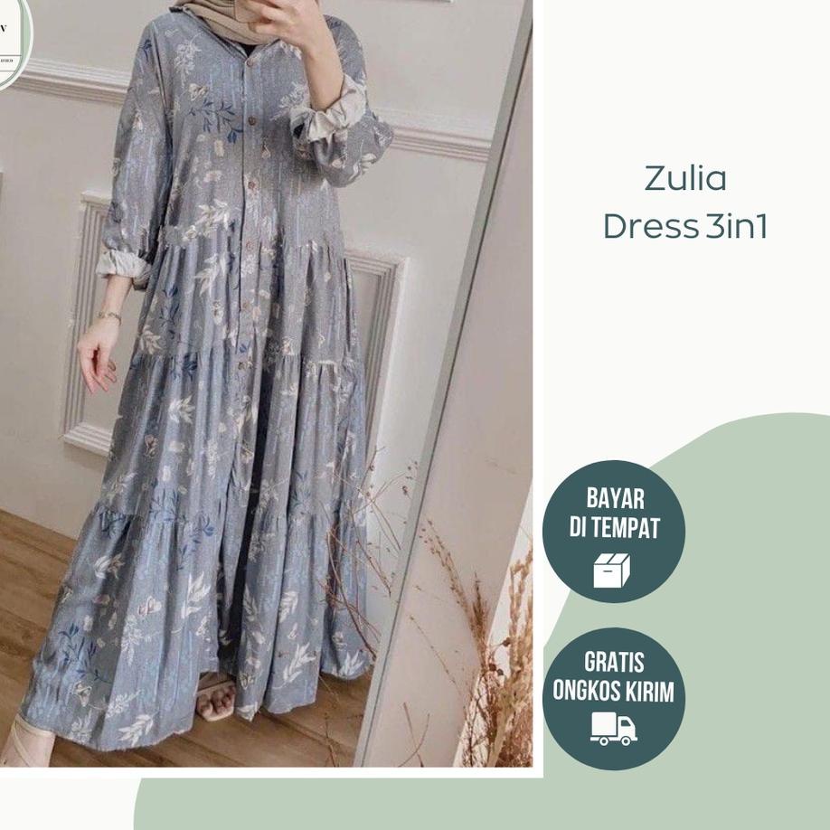 Paling Dicari.. ABERIA DRESS FULL KANCING BUSUI - GAMIS RAYON JUMBO MOTIF ABERIA BUSUI - ZULIA MAXI 