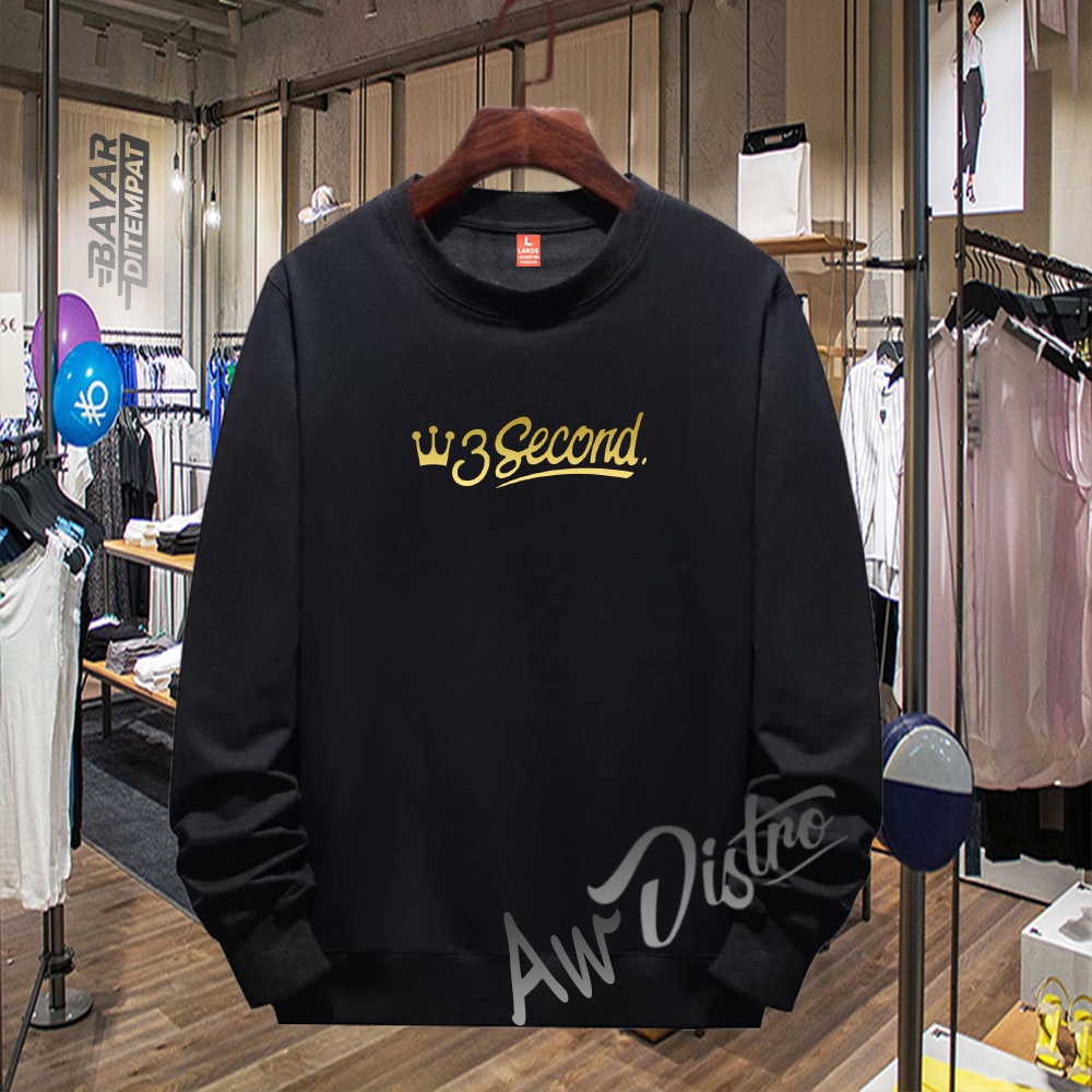 COD Sweater Distro 3Second Gold Premium Quality Sweater Tulisan Jaket Kata-Kata Hoodie Sablon