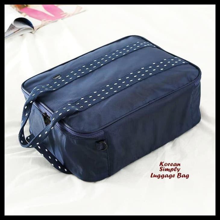 Tas Koper Kecil Mini Kabin Travel Organizer Korean Simply Luggage Bag - Navy