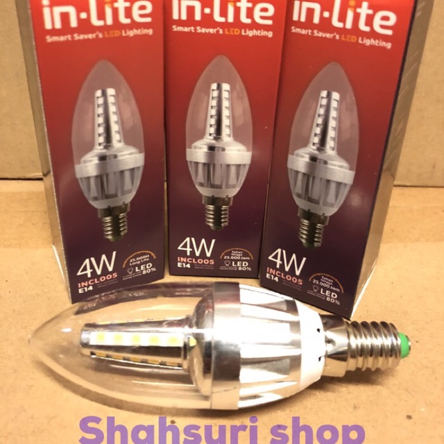 Lampu jantung hias lilin candle inlite in-lite led 4w e14 e 14 PUTIH