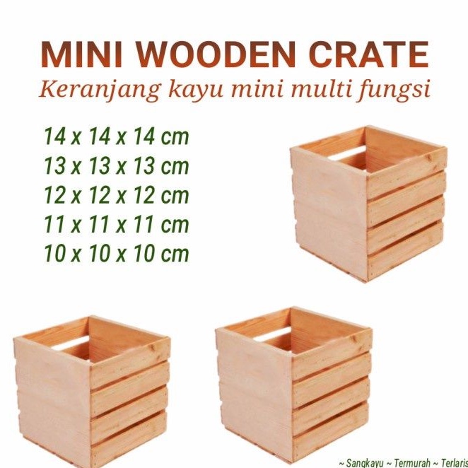 Kotak penyimpanan serbaguna kayu mini crate kayu wooden storage box