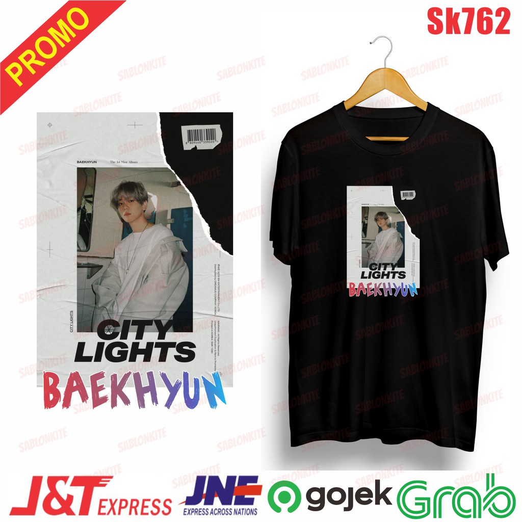 murah!!! kaos exo baekhyun city lights cover sk762 unisex combed 30s