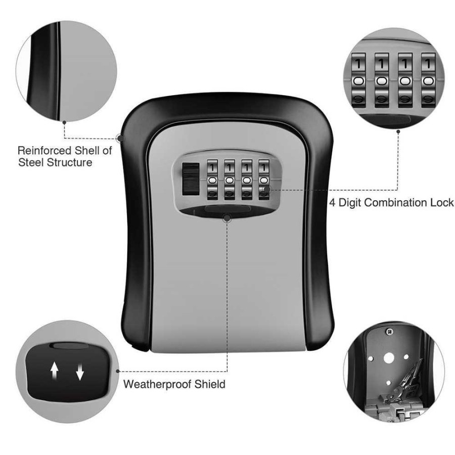 Kotak Brankas Box Dinding Wall Mounted 4 Digit Password - ML4 - Black